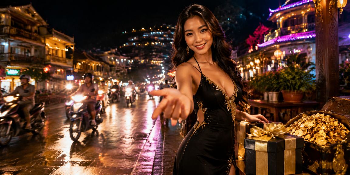 Khung cảnh sòng bạc Sapa với ánh đèn neon